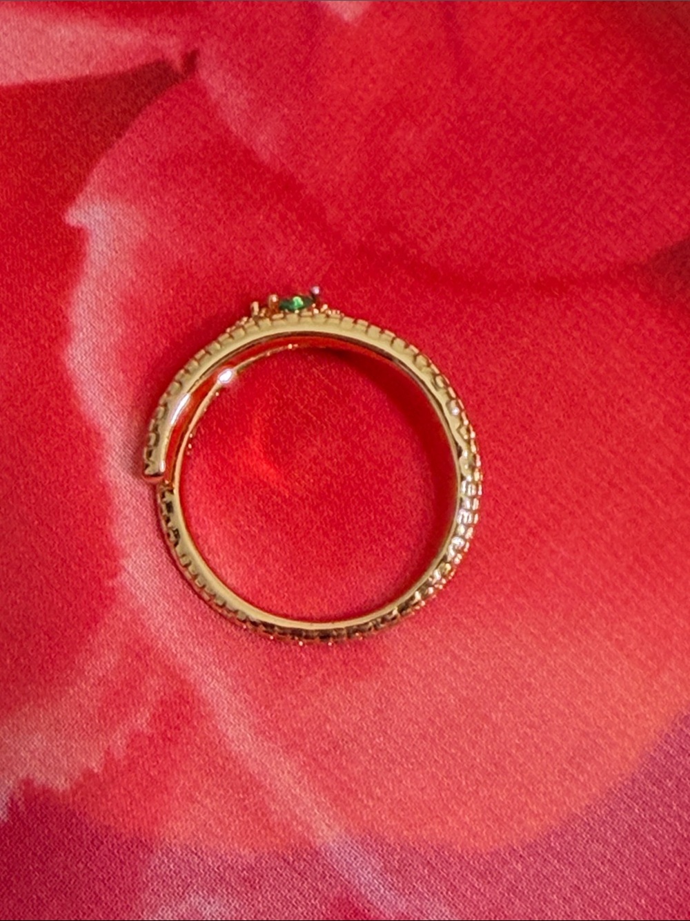 Pretty Bird 18k Rose Gold Plated Snake Wrap Ring with Green Accents-Adjustable - Picture 3 of 8